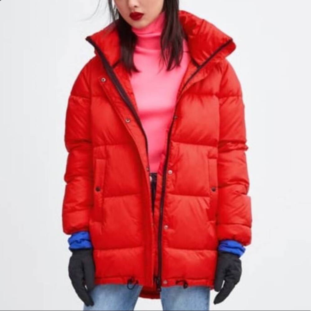 ZARA Red puffer coat
